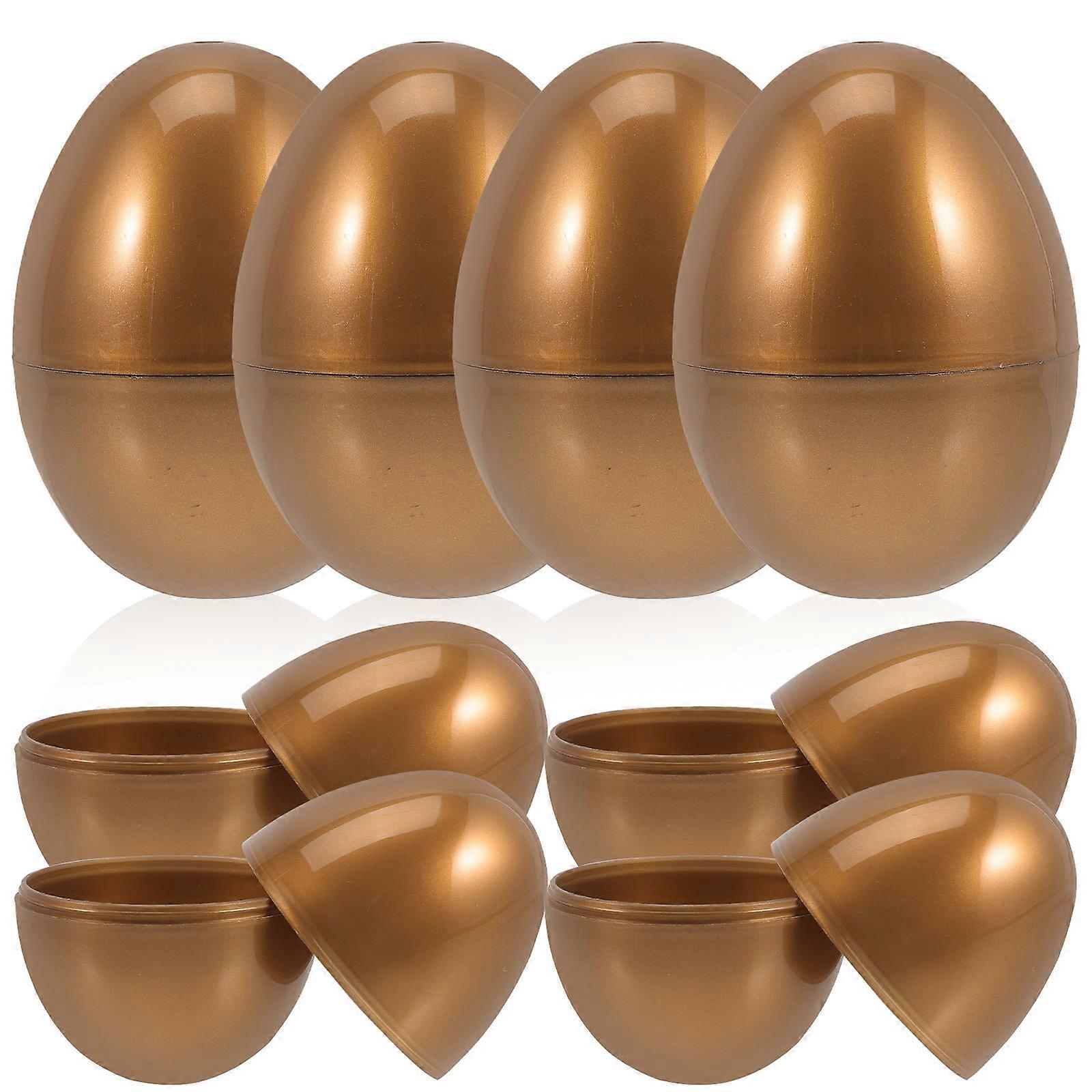 10pcs Golden Plastic Easter Eggs Fillable Easter Eggs Easter Egg Shape Candy Boxes