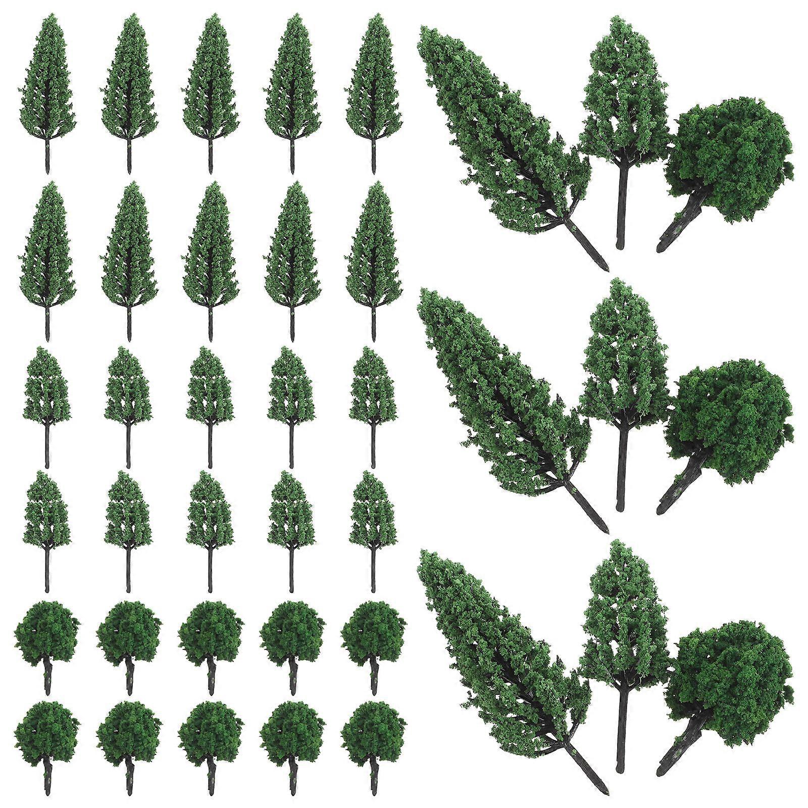 Green Plastic Model Train Material Miniature Trees for Decoration 50Pcs