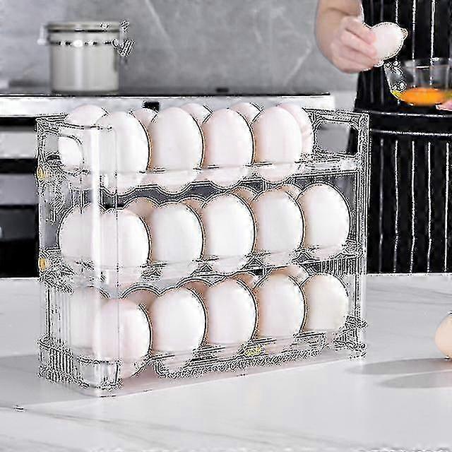 Egg storage box for refrigerator - 3 layers durable flip design