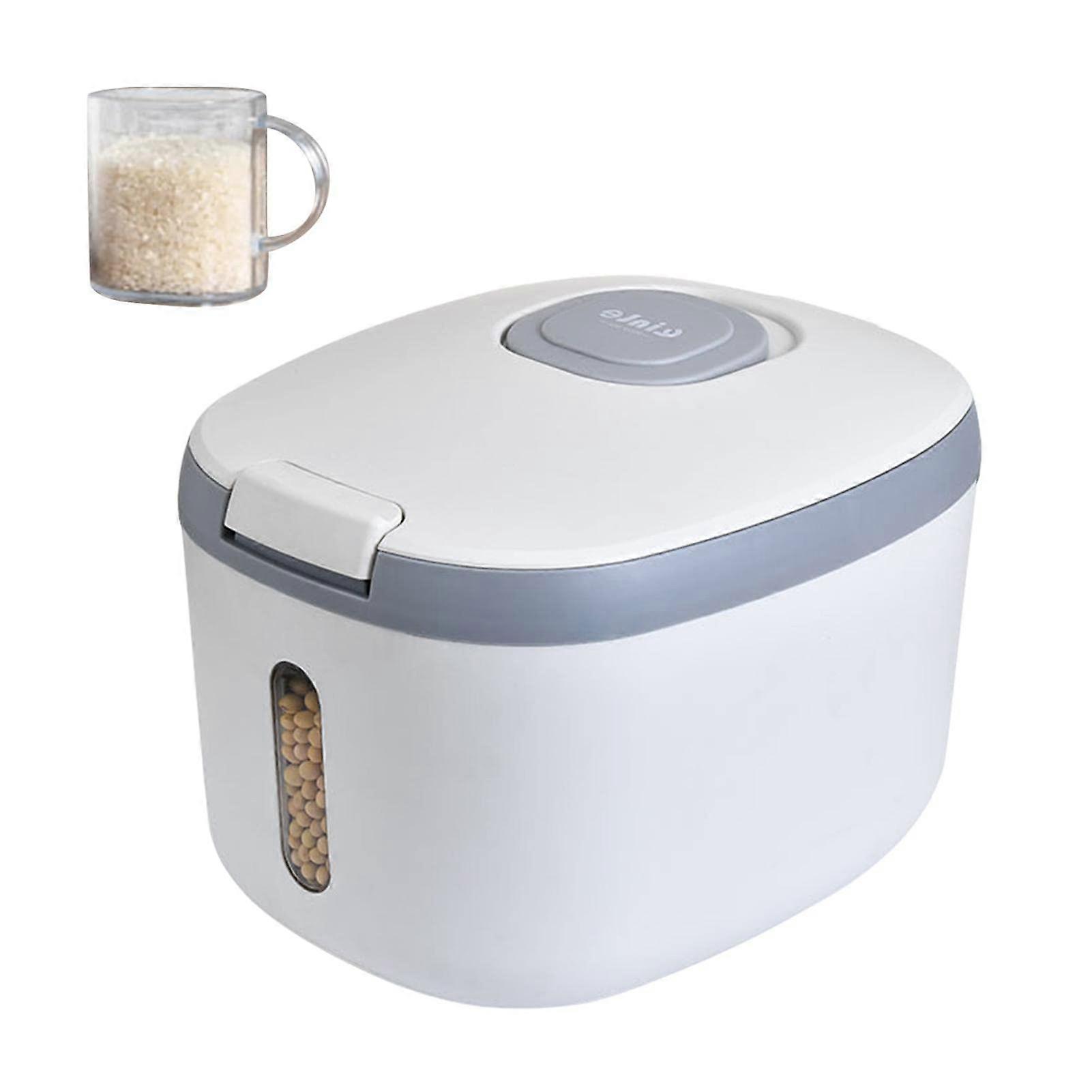 Rice Dispenser Airtight Container Large Rice Storage With Measuring Cups Cereals Beans 26 X 21 X 17 Cm