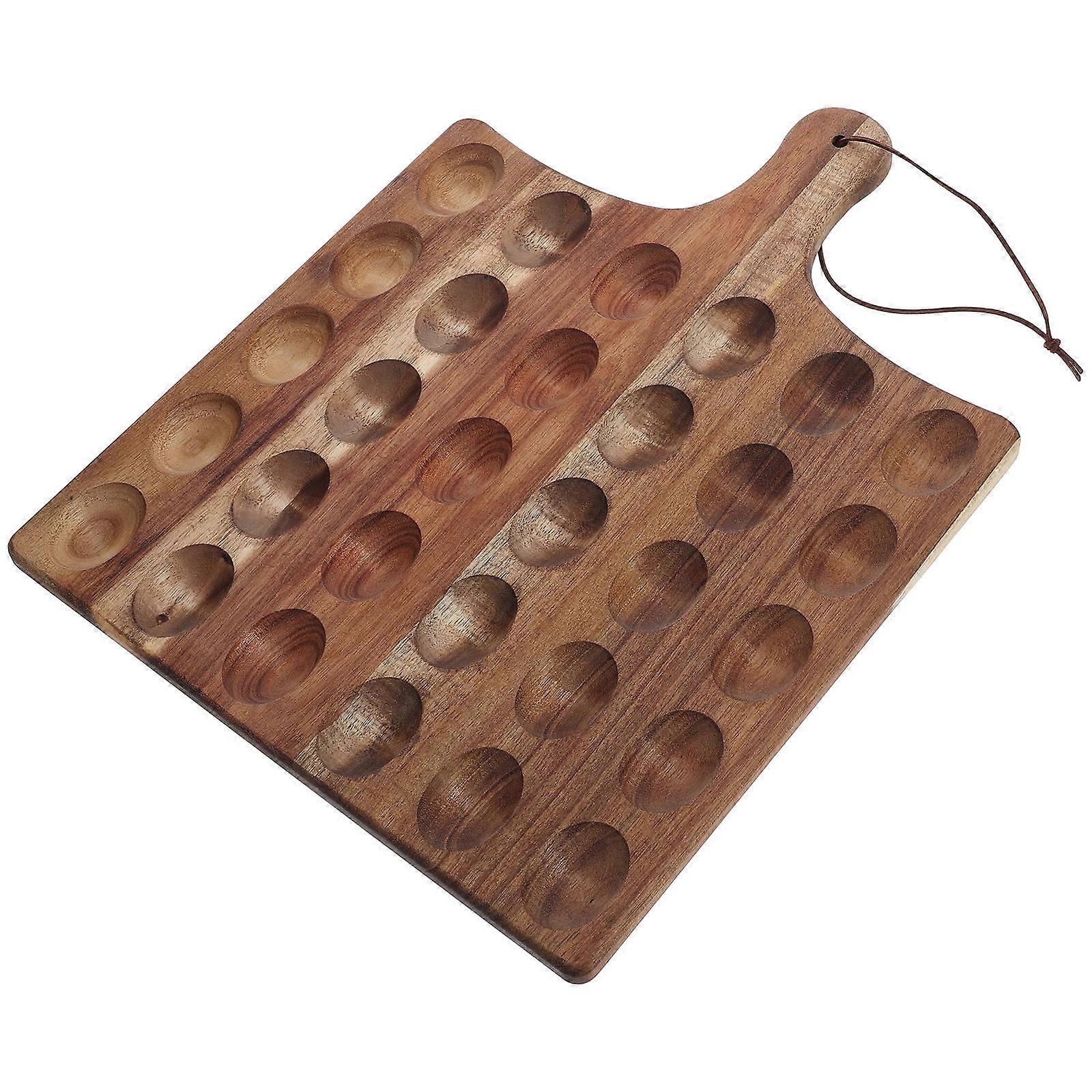 Wood Deviled Egg Holder With Compartments For Banquet Desserts Space Saving Natural Finish 1Pack