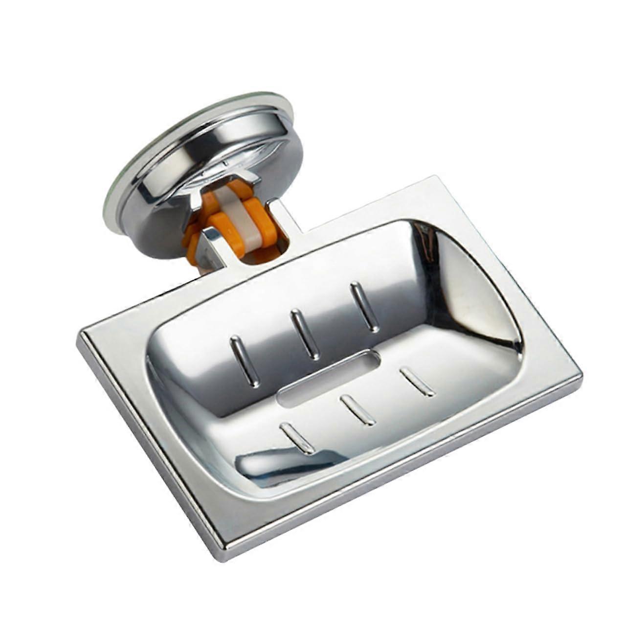 Strong Suction Cup Soap Holder with Drain Tray for Bathroom Wall Mount and Kitchen Sponge Storage