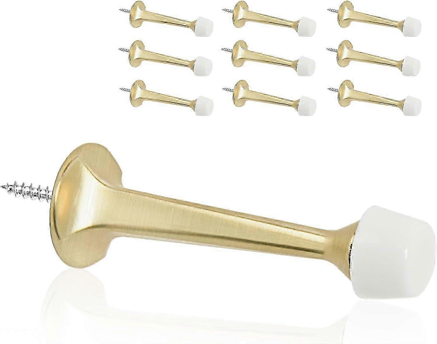 Durable Door Stoppers 2 Pack - Solid Rigid Design, Satin Nickel