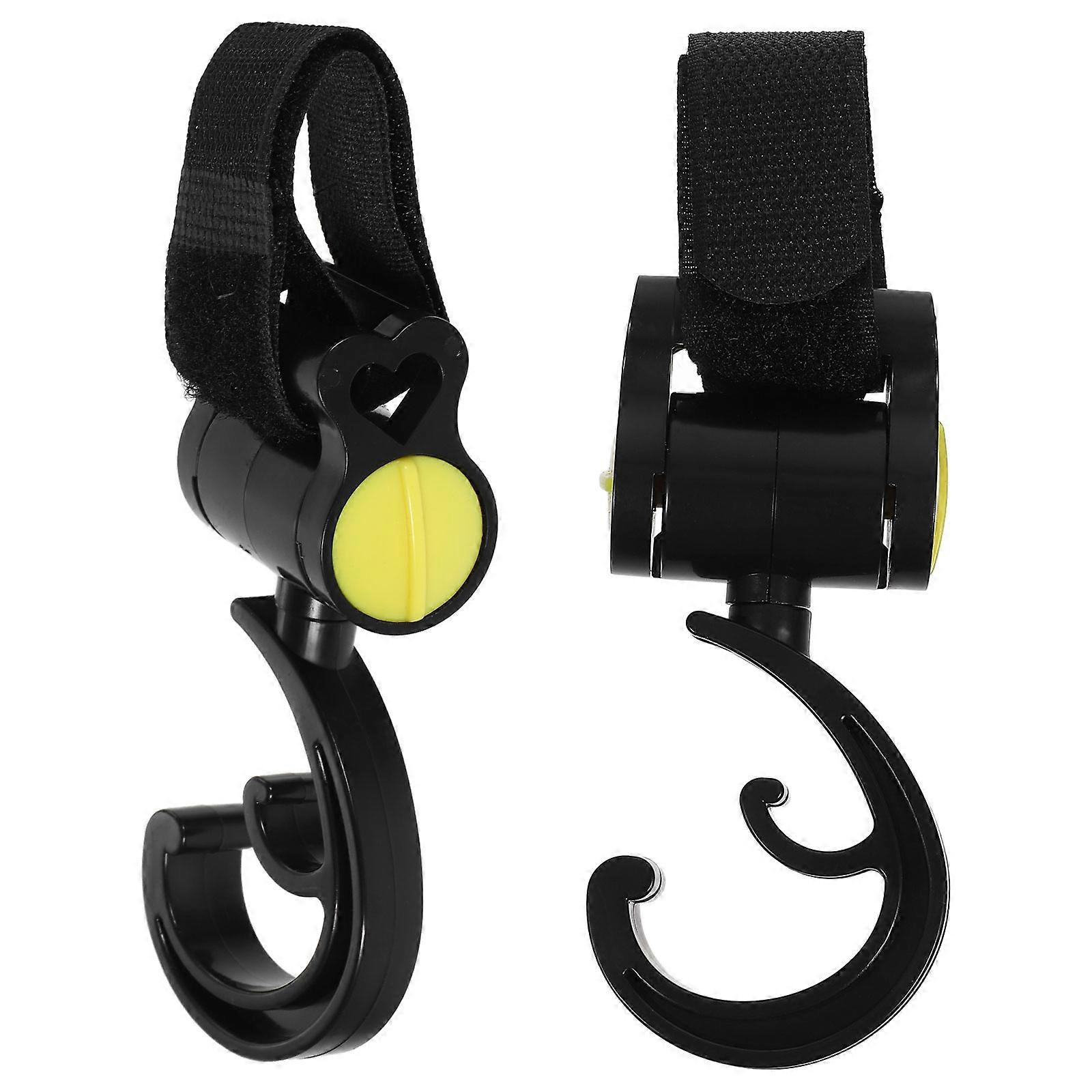 Baby Stroller Hooks for Bags in Yellow Made of PP Material Convenient and Portable with Strong Loadbearing Capacity 2Pcs