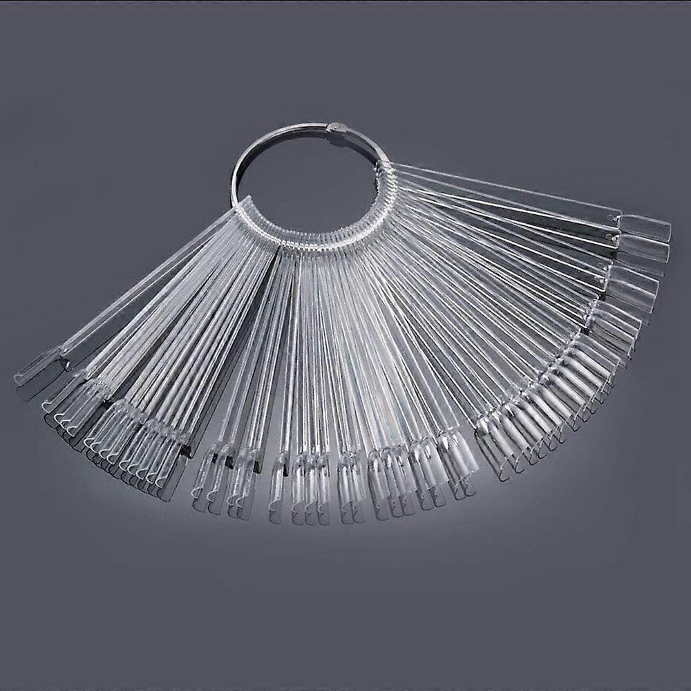 100 Pieces Acrylic Nail Tip Display Set with Metal Ring Holder, Transparent Color Chart Sticks for Salon