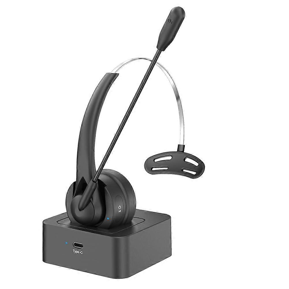 On Ear Headset Wireless Headset for Call Center with Noise Cancelling Mic, Black