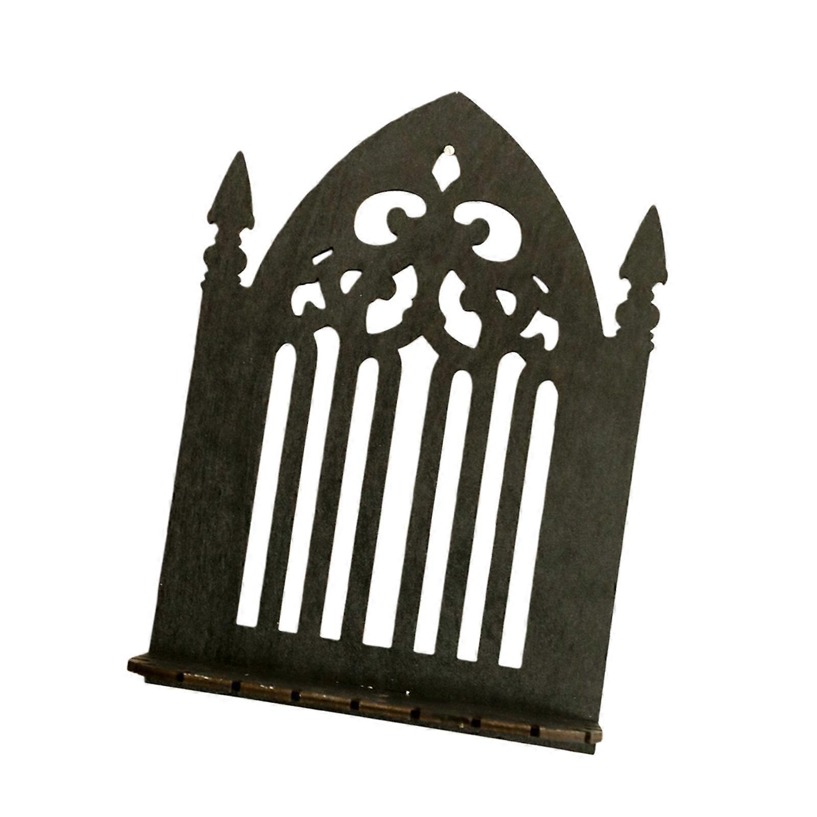 Practical Gothic Wall Shelf for Mounting Decors Items in Study Room Black Wood Space Saving Shelf Multicolor