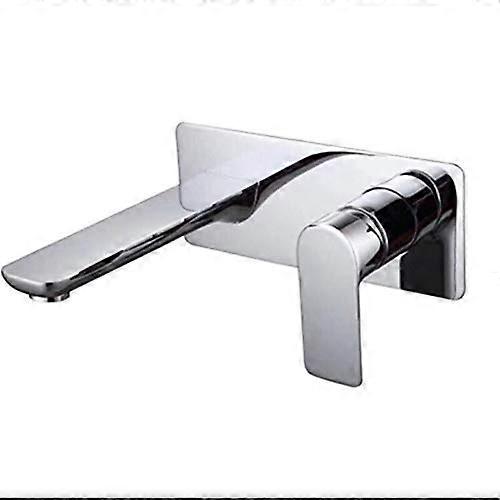 Brushed Gold Wall Mounted Bathroom Faucet Solid Brass Basin Mixer Tap with Ceramic Valve