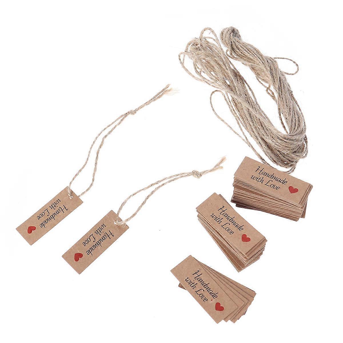 Kraft Paper Tags Hanging Labels for Gift Tags 100Pcs Beige Strings