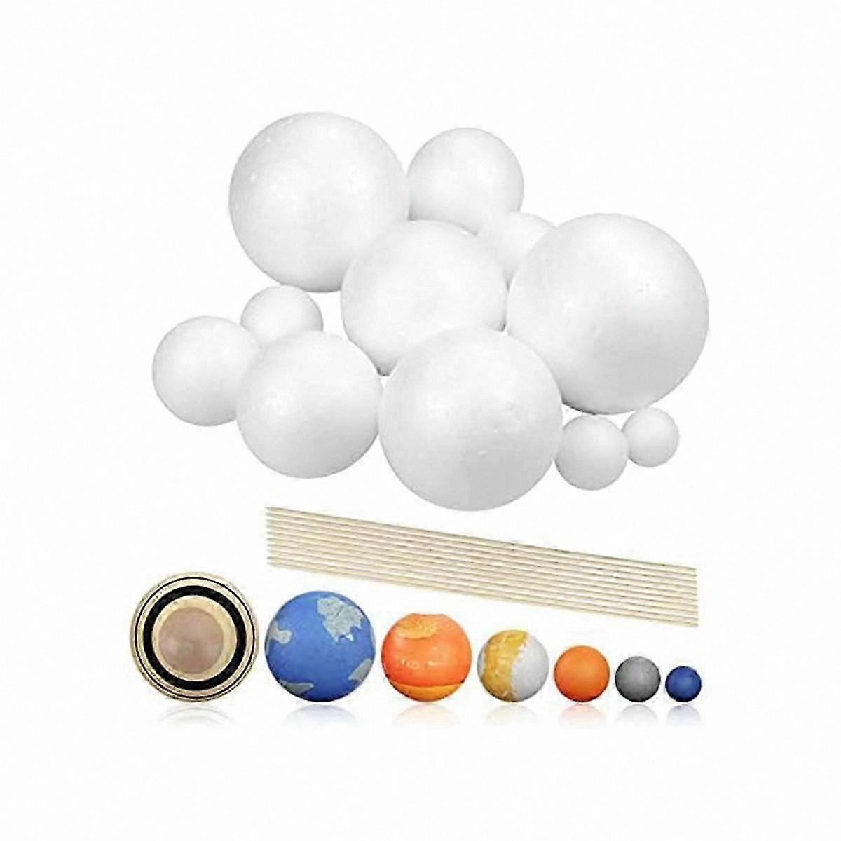 Solar System Model Kit, 14 Polystyrene Planet Balls for Science Projects & Crafts