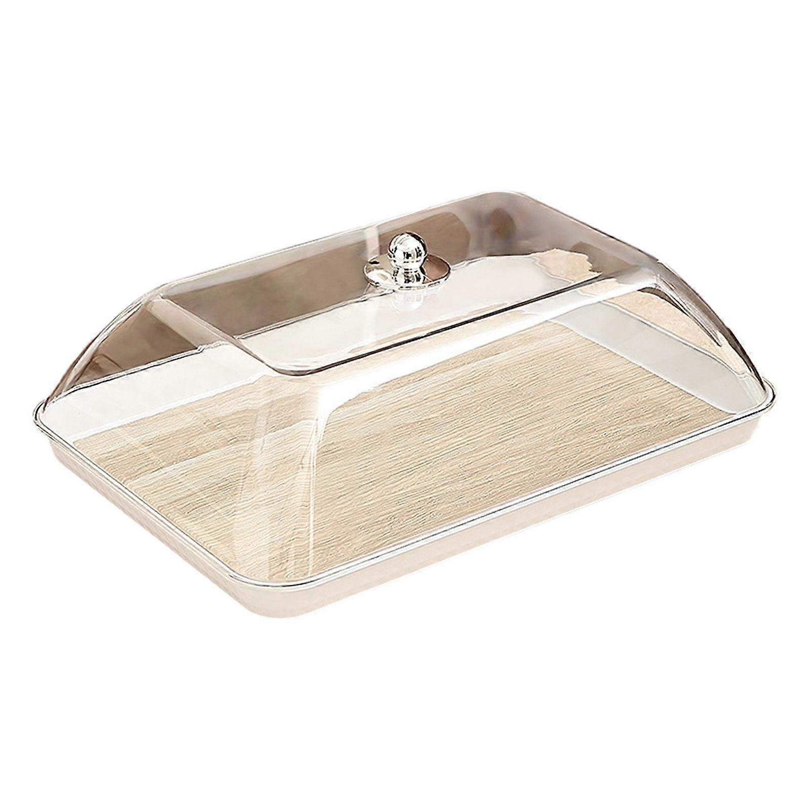Cake Stand with Clear Dome Serving Tray Rectangle Dessert Storage
