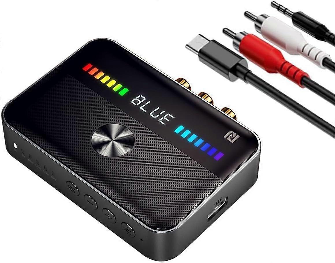 Bluetooth 5.3 Transmitter Receiver for TV with LED Display, Optical RCA 3.5mm Low Latency Audio Adapter