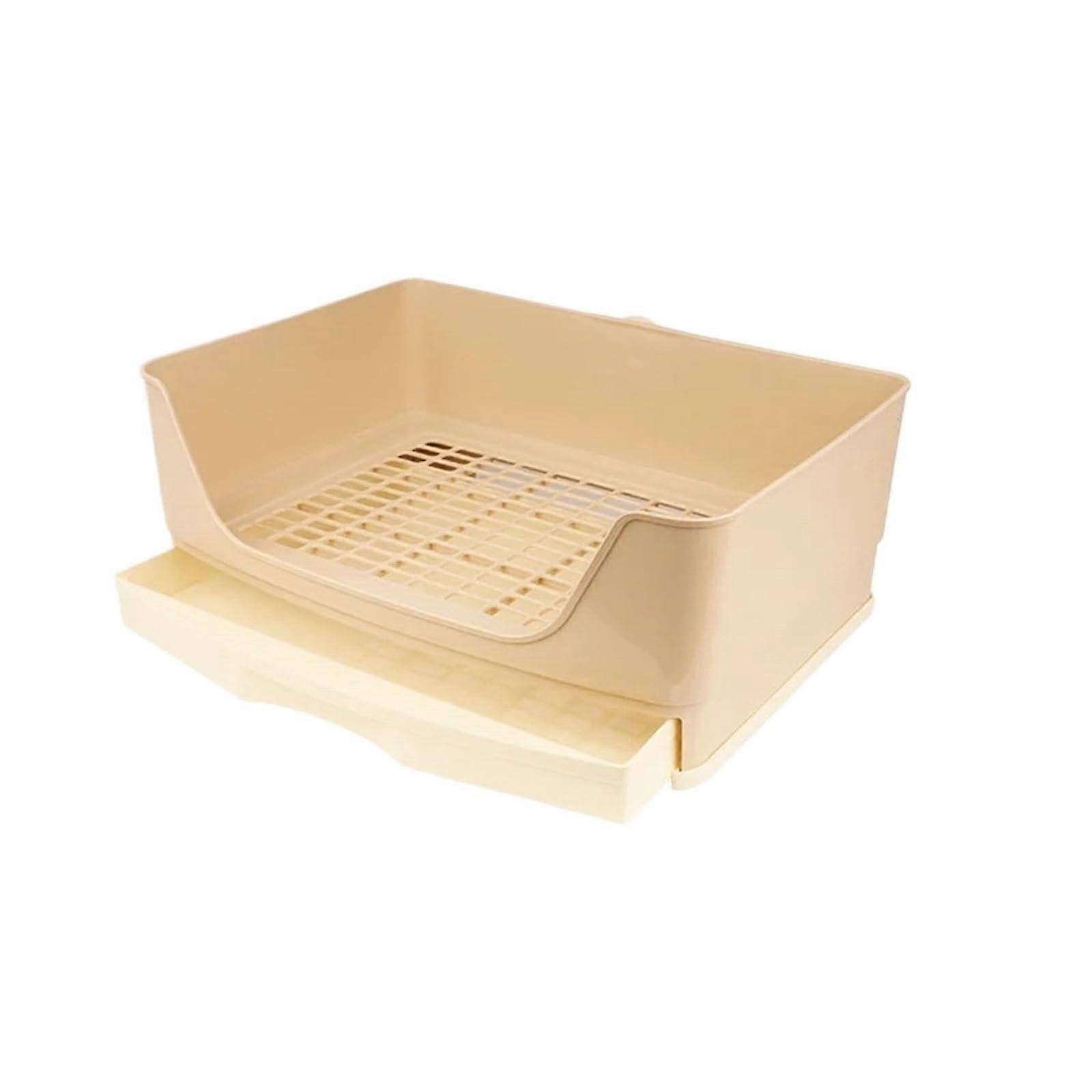 Large Rabbit Litter Box with QuickClean Drawer, OdorResistant CageMount Potty Tray (Beige)