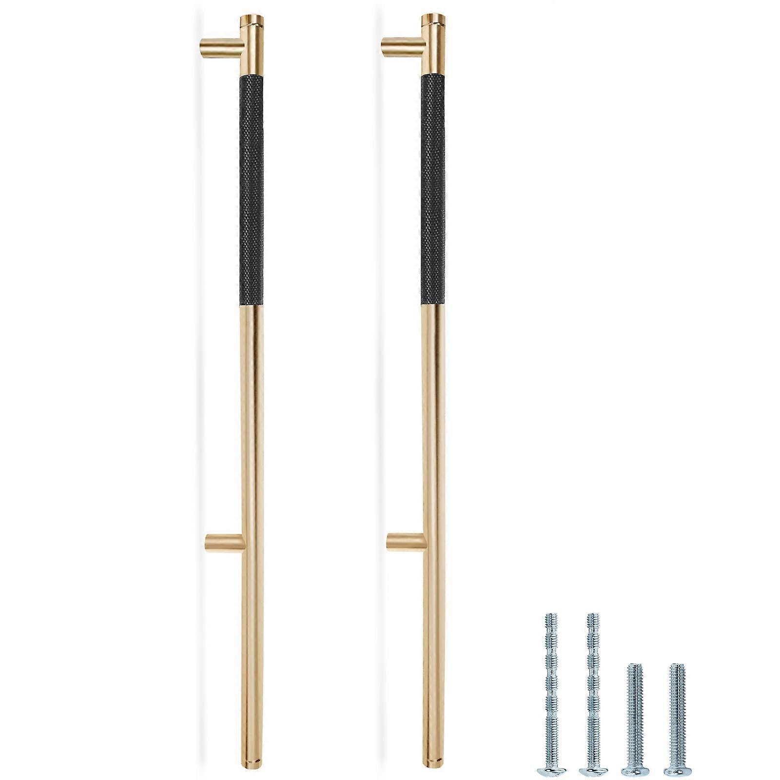 Knurled Cabinet Handles 16 Inch Black and Gold Drawer Pulls 2 Pack Solid Aluminum Modern Design