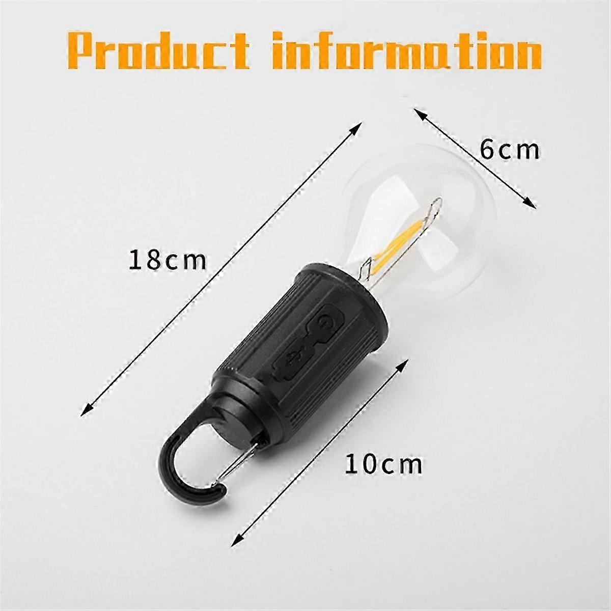 Outdoor LED String Light with Hook 400MAh Type-C USB Bulb 3 Modes Waterproof Camping Lantern Hanging
