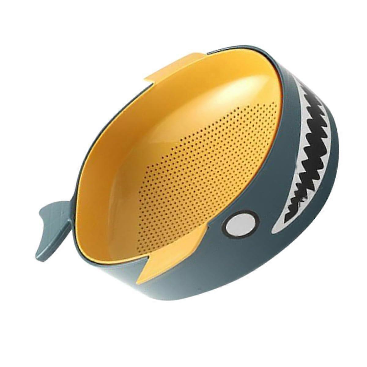 Double Layer Kitchen Strainer Colander with Fine Mesh, Fast Drainage Vegetable Washing Basket Blue Yellow