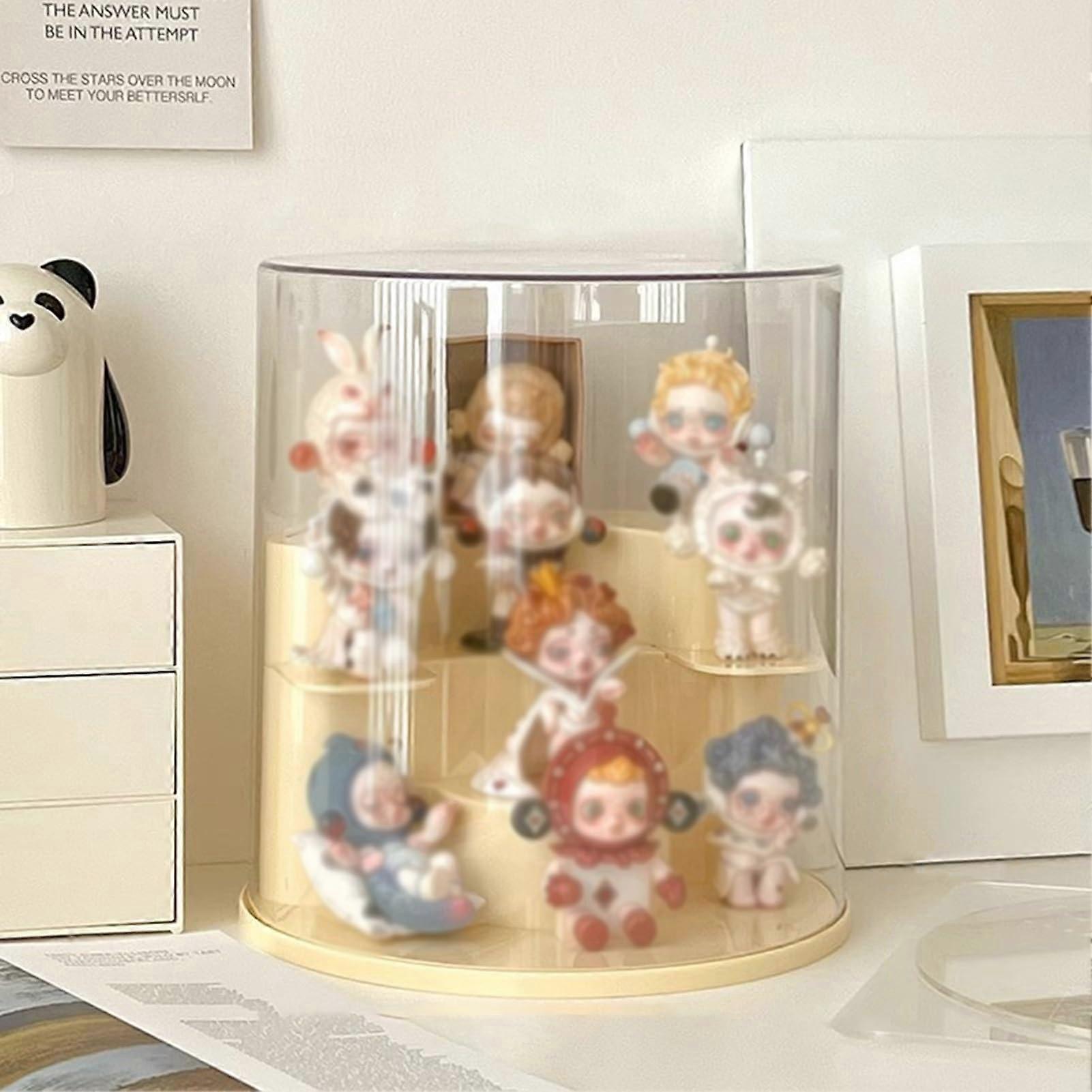 Acrylic Display Case Dustproof Stackable Transparent Box for Collectibles Mini Figures Yellow Base