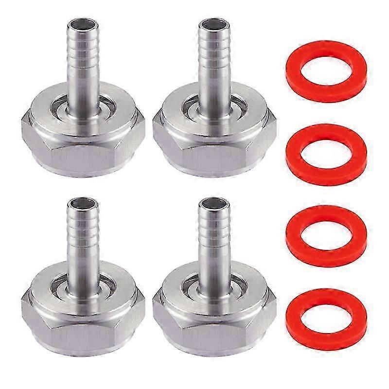 4PCS Stainless Steel Beer Coupler Fitting Kit, 5/8" G Thread x 5/16" Barb