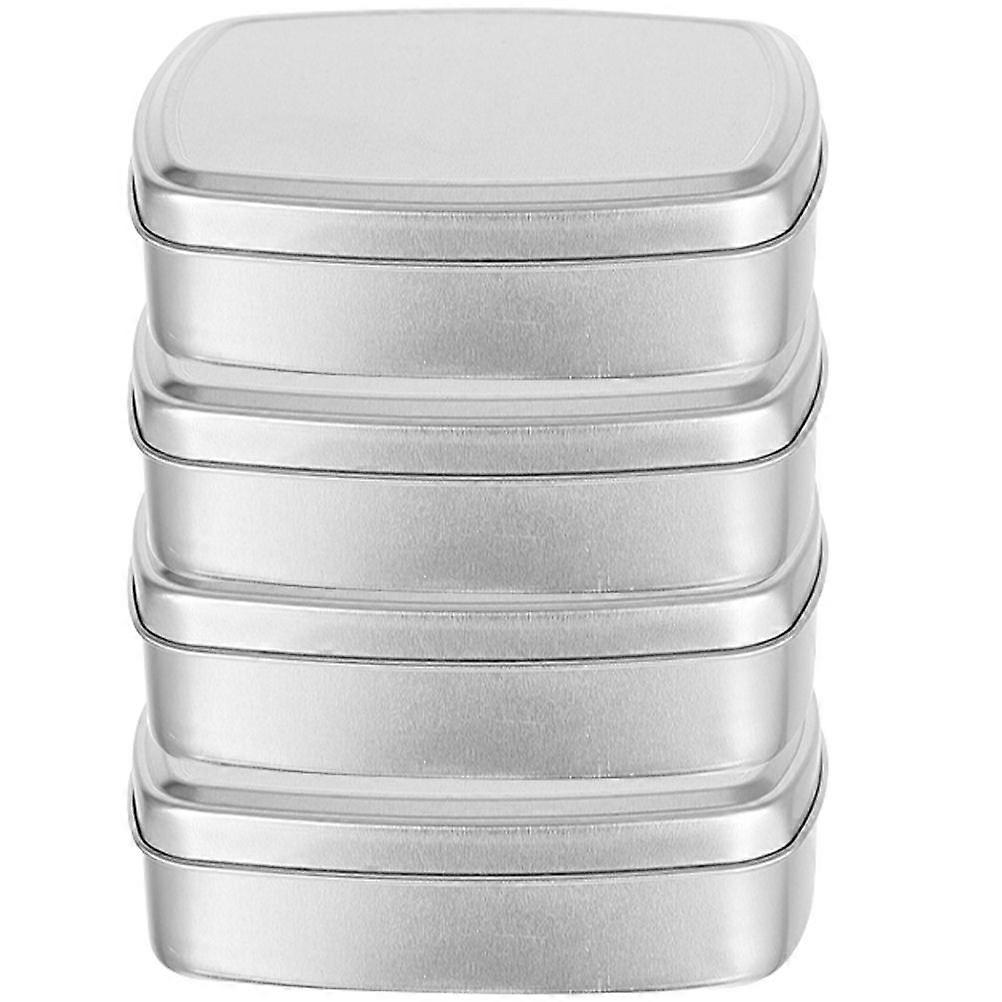 4pcs Rectangular Aluminum Box Household Sweets Candies Cases Soap Containers with Lid