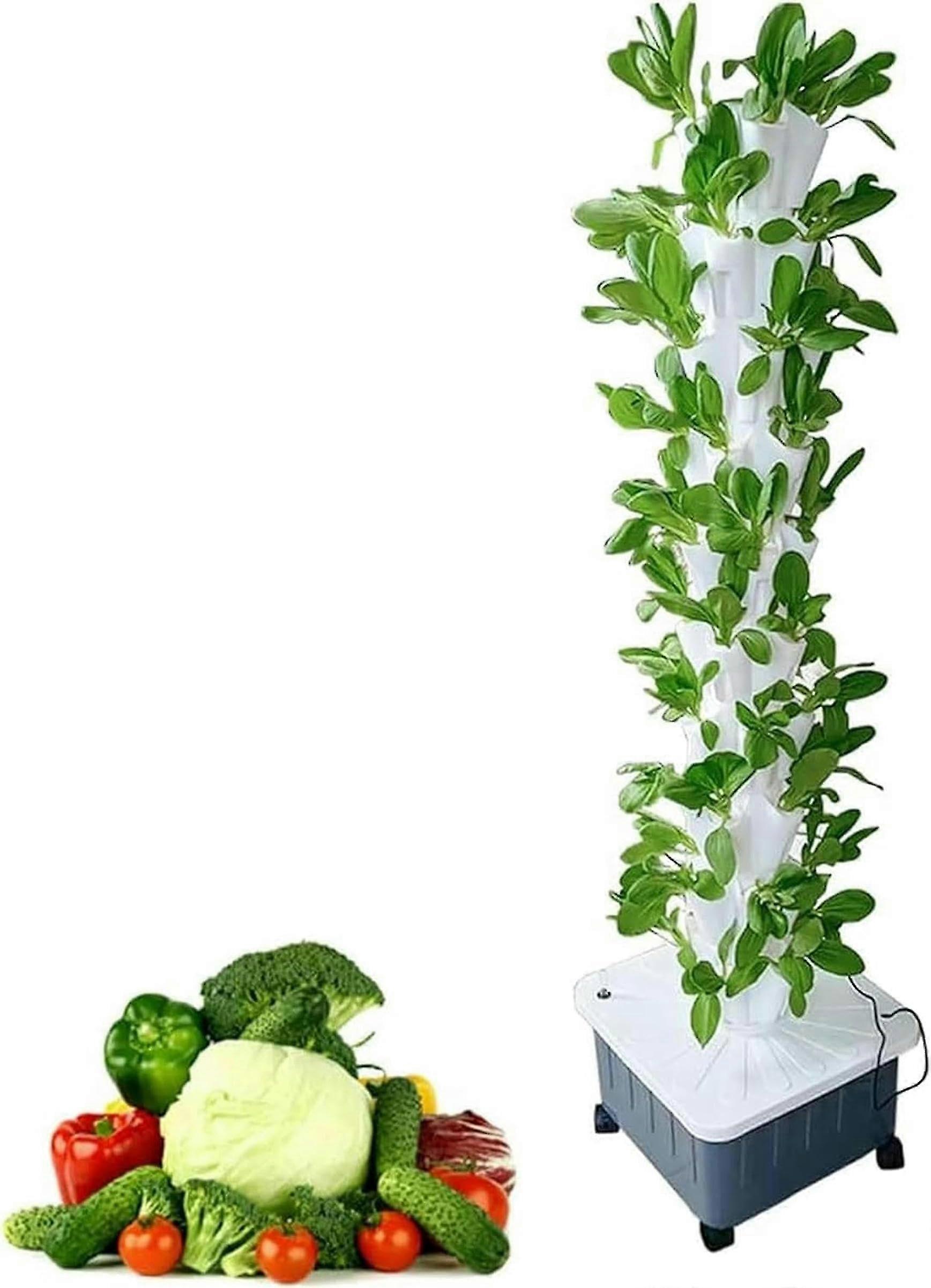 Hydroponic Tower with Automated Irrigation, SpaceSaving Vertical Design for Herbs, Fruits, Vegetables