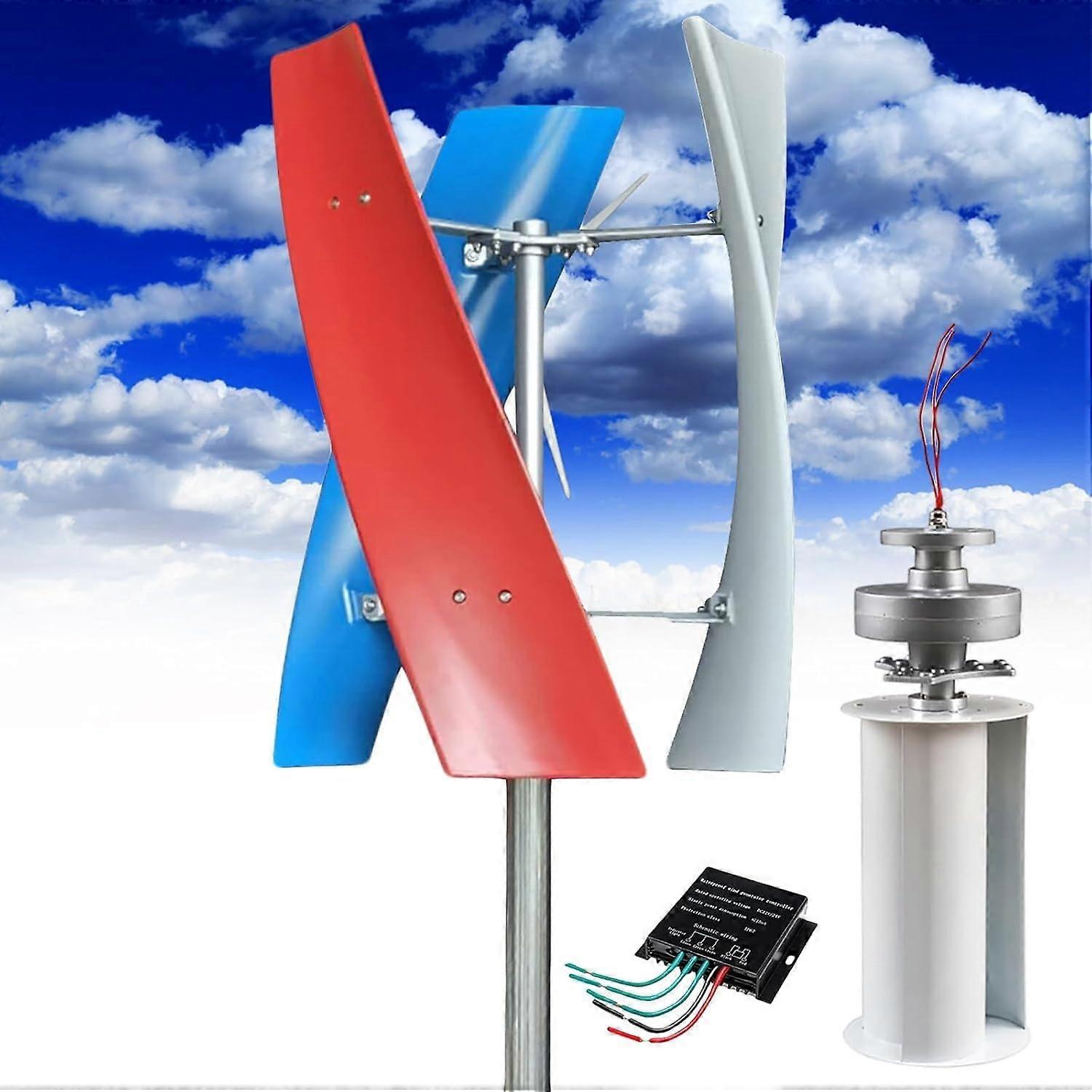 16000W 110V Vertical Wind Turbine Generator Kit with Controller, 3 Blades,  Power Output, Red