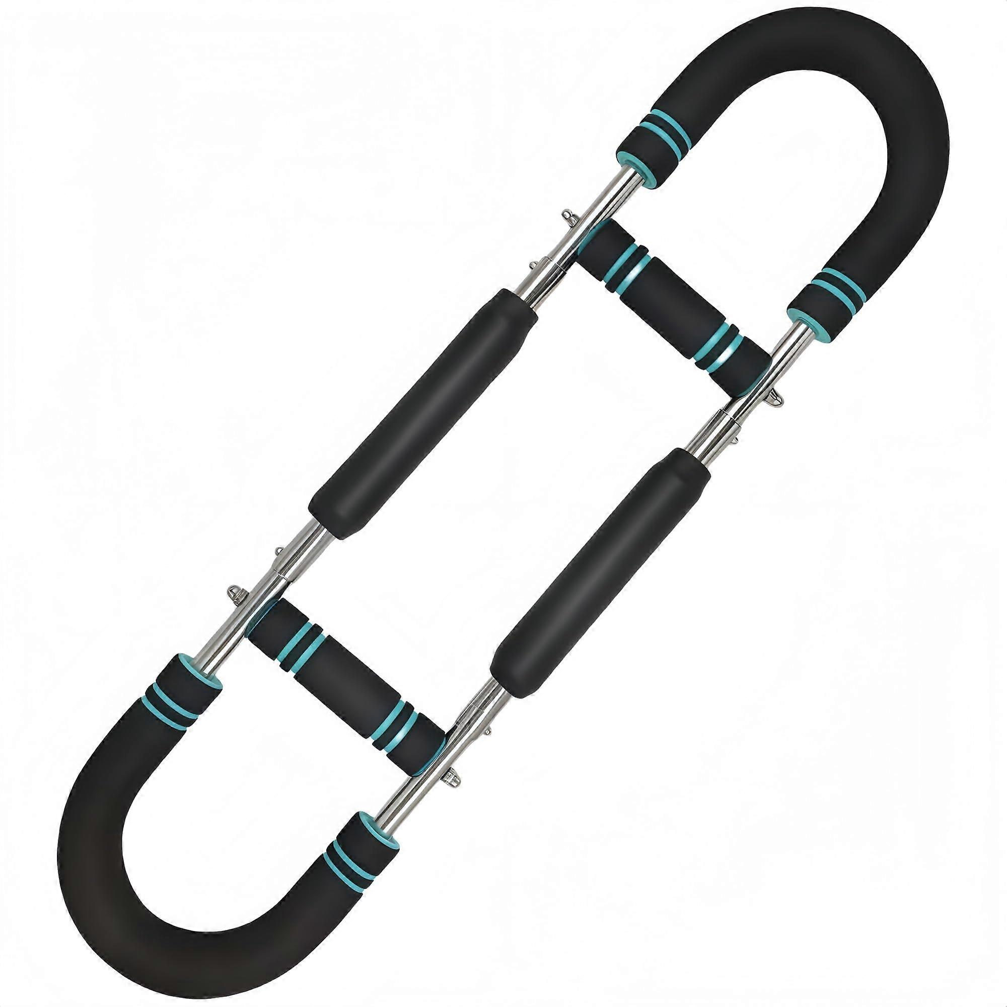 Adjustable Resistance Training Bar for Arm and Chest Workout, Durable Spring Strength Trainer Blue 50