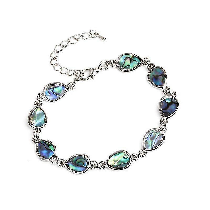 Natural Abalone Shell Bracelet, Adjustable Link Bangle, Unisex