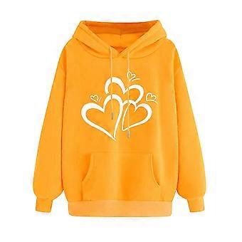 Felpa con cappuccio da donna in pile con stampa a cuori, maniche lunghe con coulisse, vestibilità comoda e calda, adatta a tutte le stagioni.