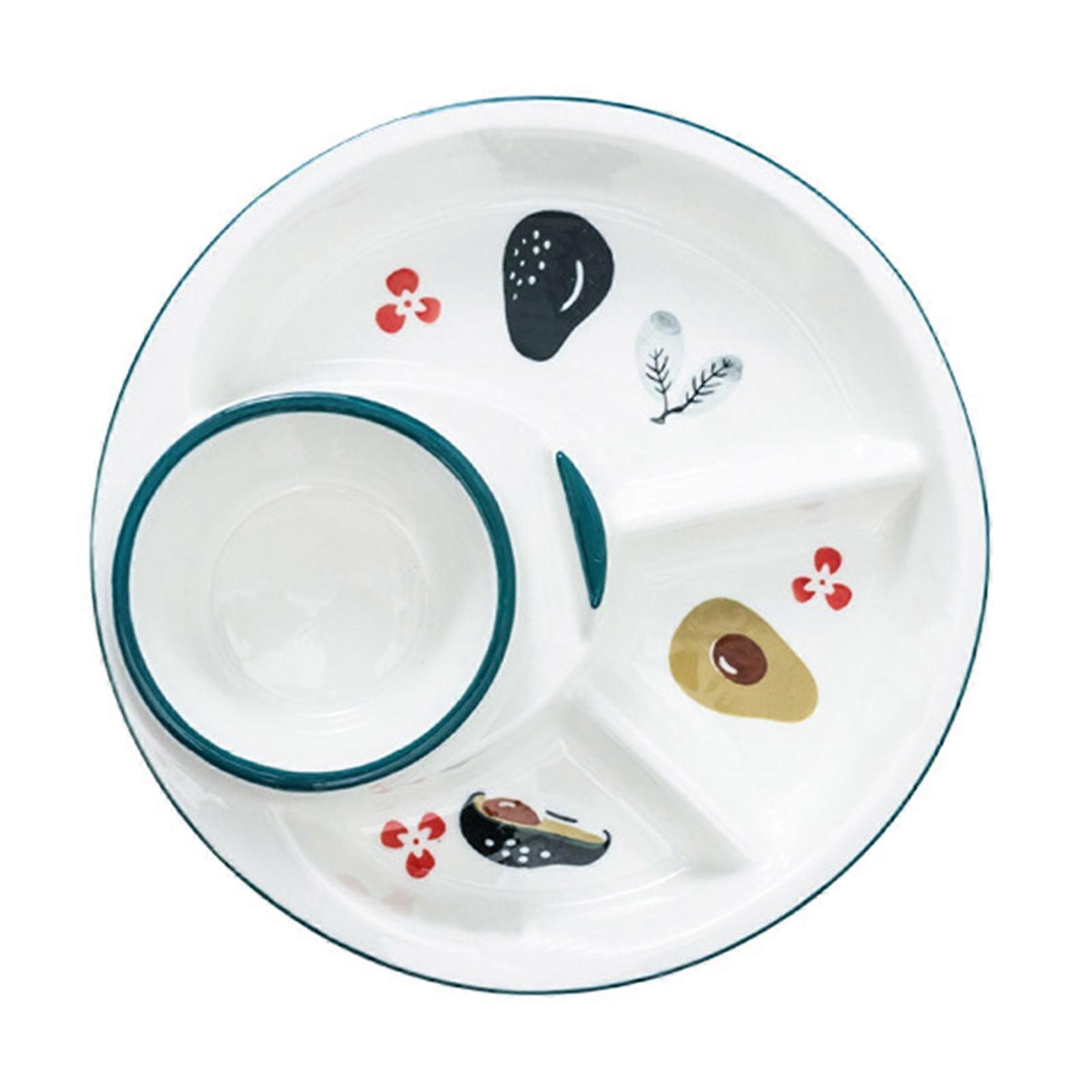 Portion Control Plates,Ceramic Portion Control Plate for Home,Breakfast Plate