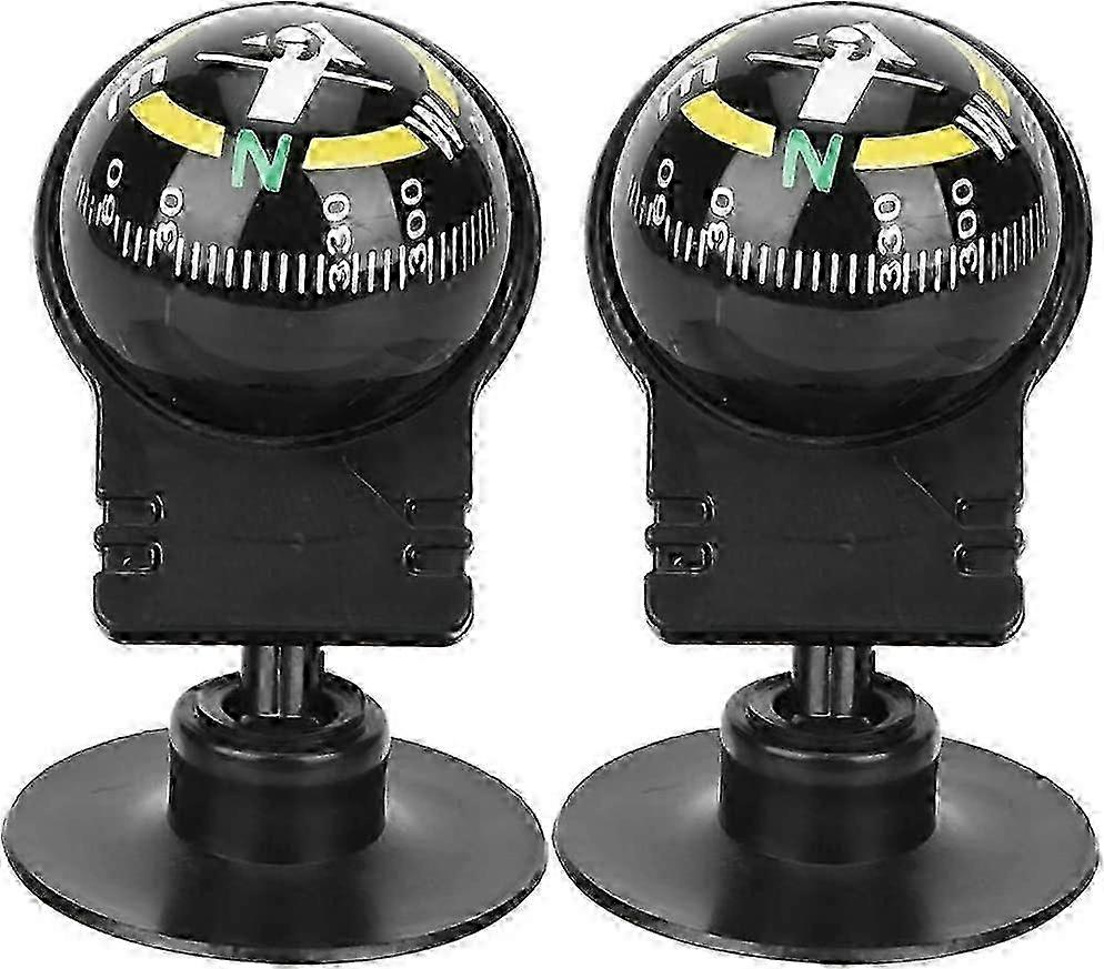 Car Direction Guide Compass, 2pc Mini Ball Design with Suction Cup