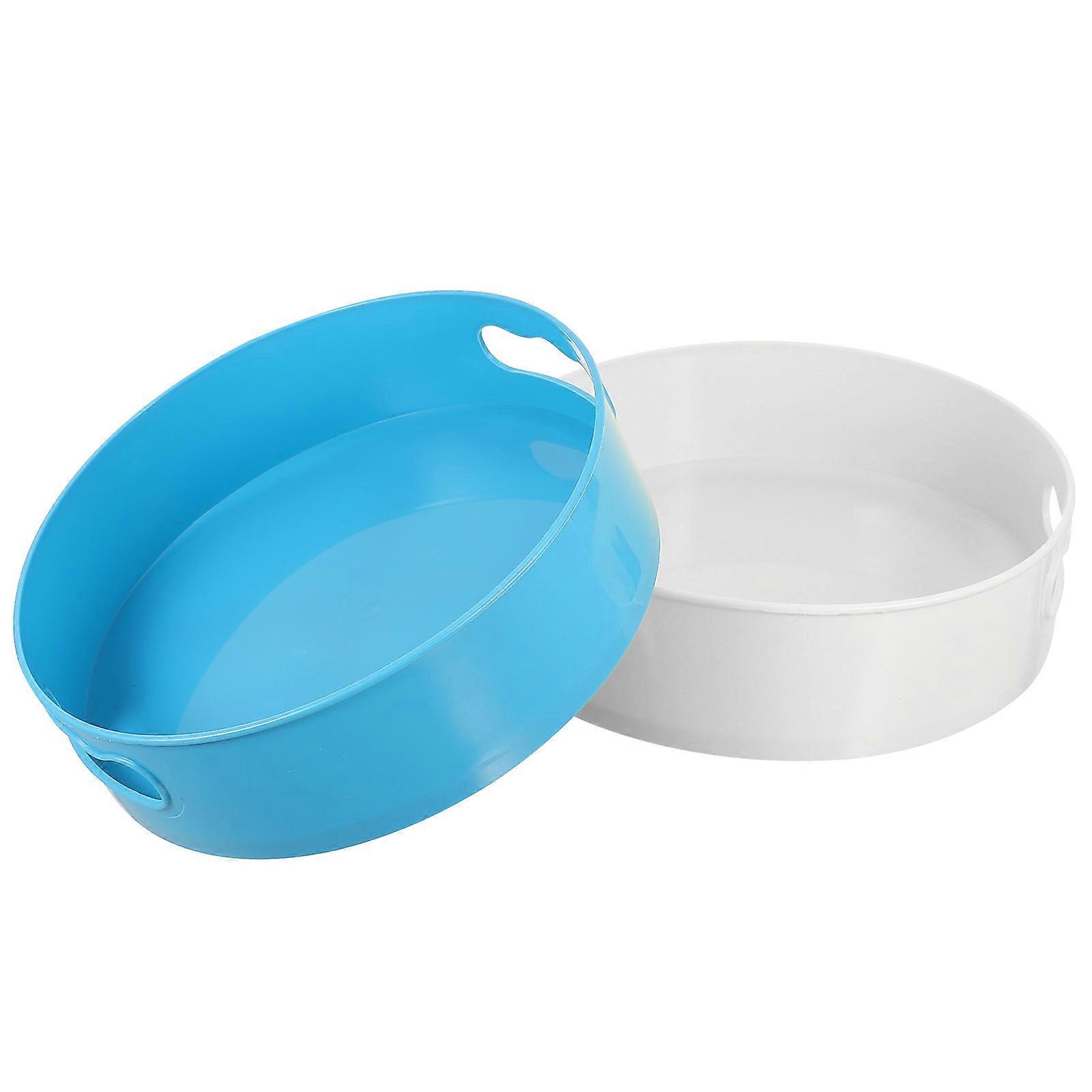 Kitchen Storage Box Round Decorative Tray for Serving 2Pcs with Handles