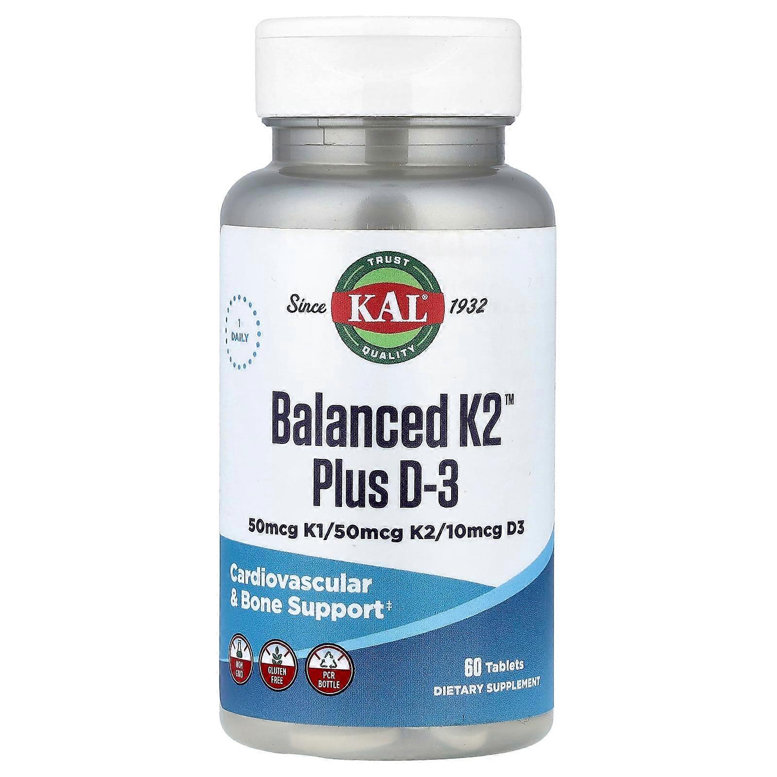 KAL, Balanced K2™ Plus D-3, 60 Tablets