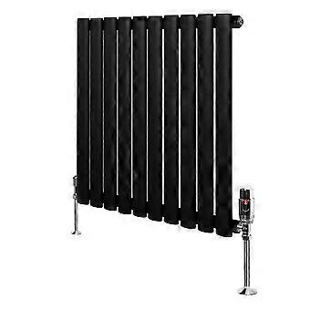 Oval Single Column Radiator 600mm x 600mm & TRV Chrome Valves Modern Designer Single Panel Central