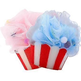 Shower Ball Ice Cream Bath Loofah for Body Scrubbing 2Pcs Bathing Balls