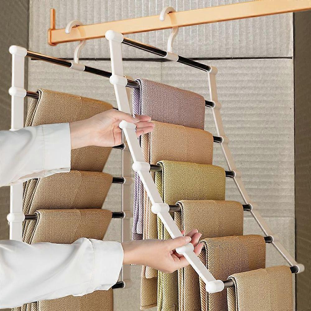 Foldable Pants Hanger Space Saving Closet Organizer Multi Layer Trouser Rack