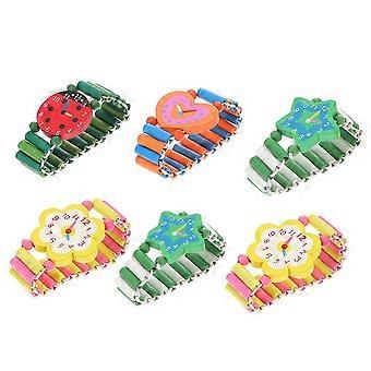 6PCS Cartoon Montre Jouet Créatif Enfants Cadeau De Noël Extensible Montre Jouet En Bois Enfants Montre Jouet Maternelle Anniversaire Nouvel An Fête Cadeaux pour K