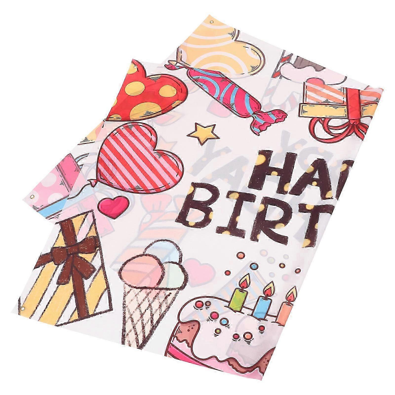 Birthday Background Multi Polyester Fabric for Party Decor 3Pcs