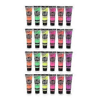 24 Tubes 10ml/0.34oz Art Body Paint Glow In Uv Light Face Body Paint With 6 Colors Glow Blacklight - W