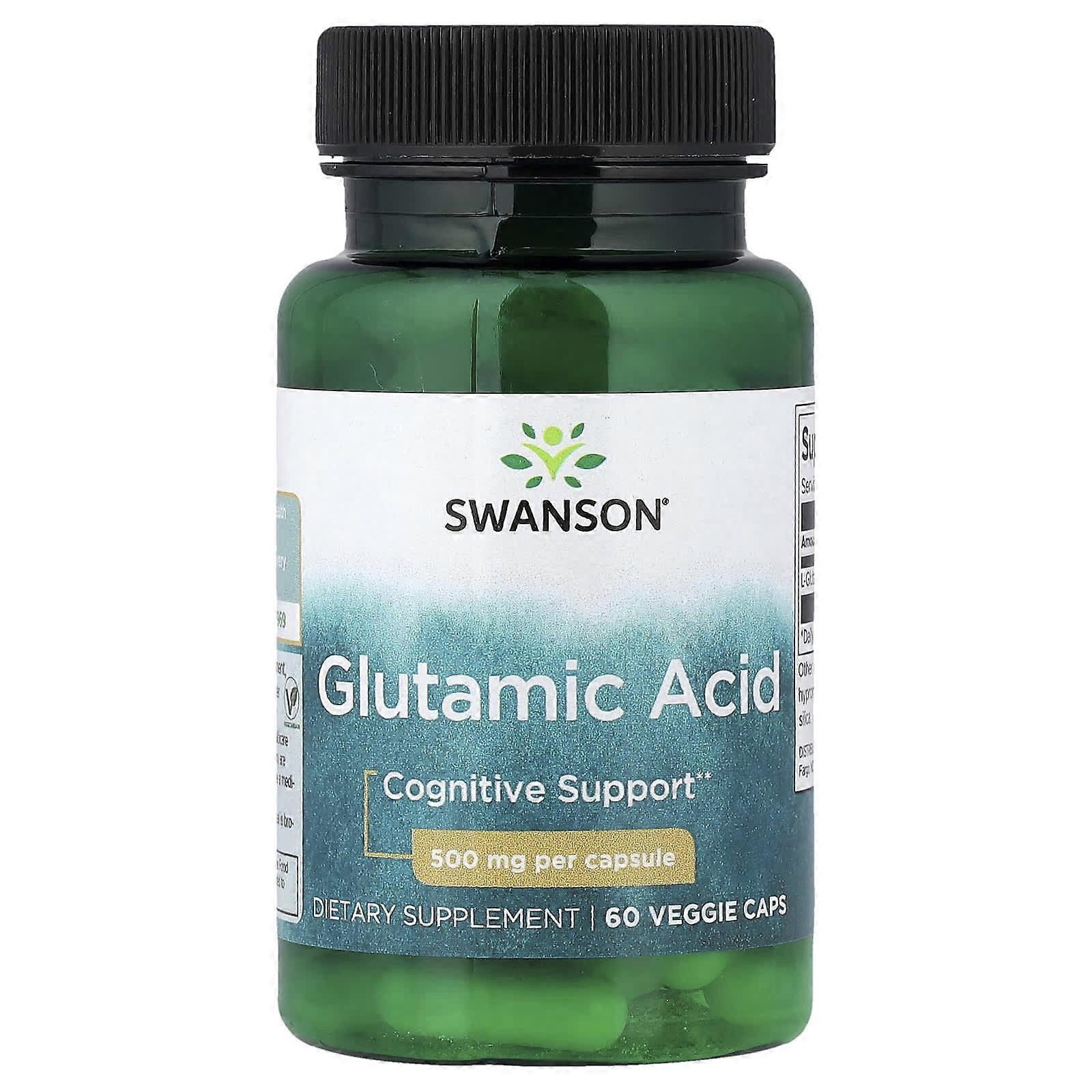 Swanson, Glutamic Acid, 500 mg, 60 Veggie Caps, 2-Pack