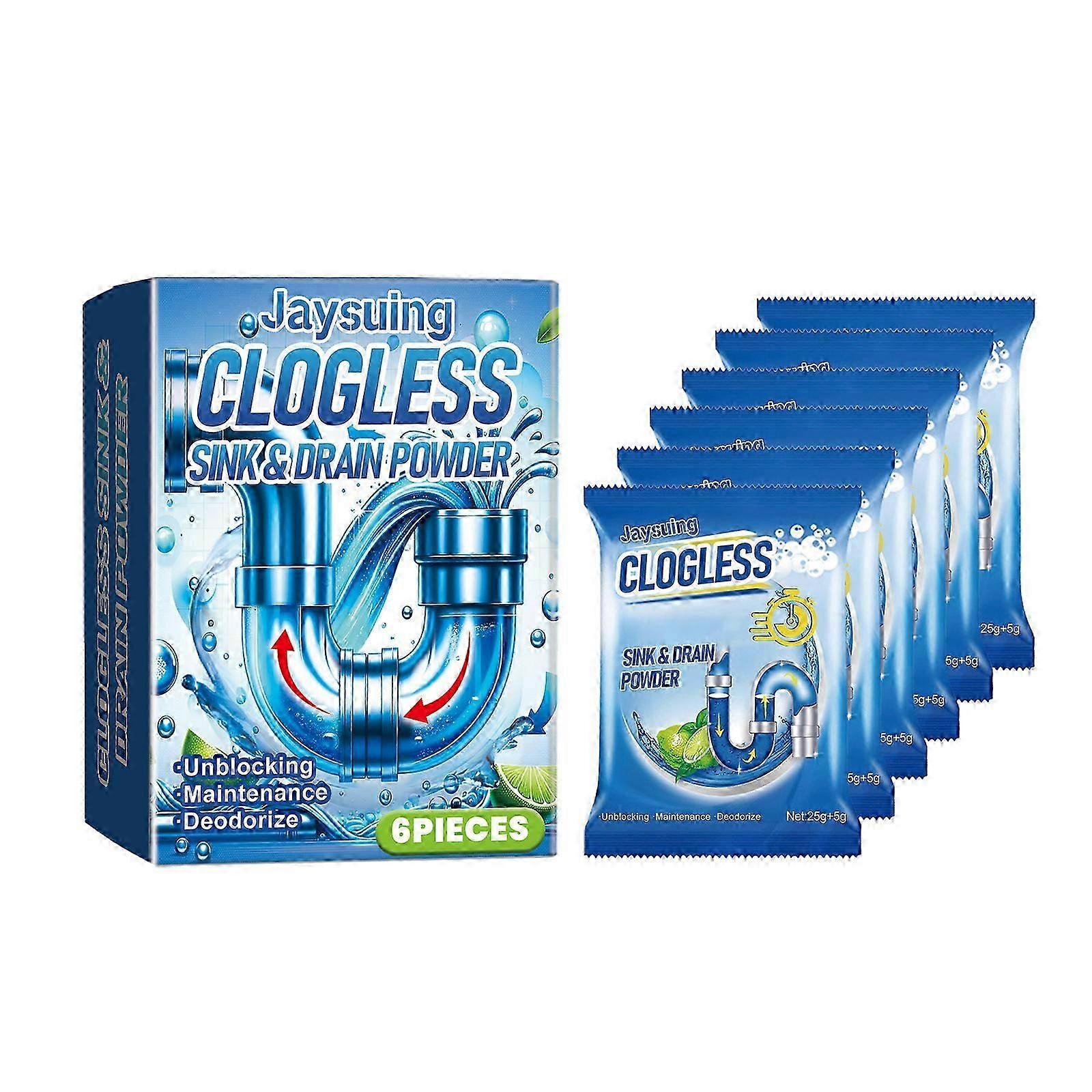 Pipe Cleaning Powder - Fast-Acting Drain Dredging & Deodorizing Solution, 6 Pack