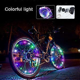 Lumière à rayons de vélo étanche 2 mètres 20 LED Roue de vélo Lumière de sécurité Avertissement de cyclisme clignotant avec batterie Aaa
