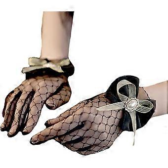 Lace Gloves Women Elegant Short Gloves with Bow Tea Party Wedding Party Opera