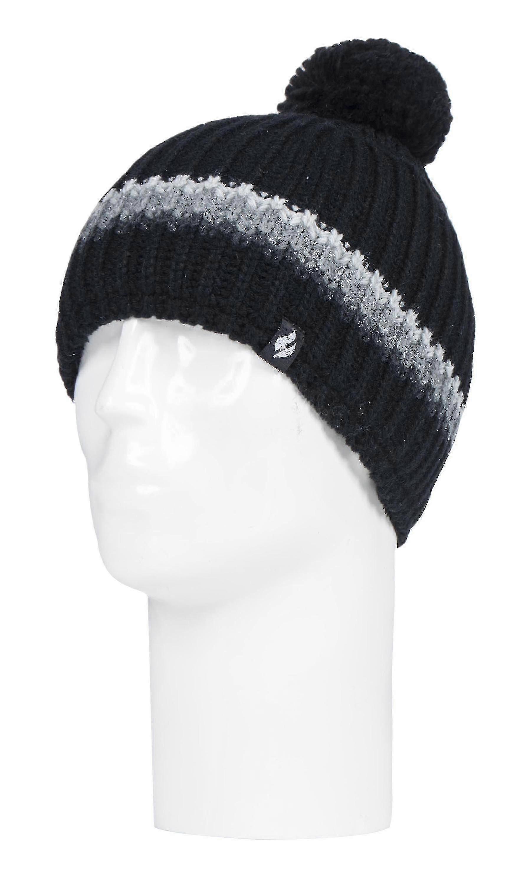 Heren Geribbelde Chunky Winter Pom Pom Muts