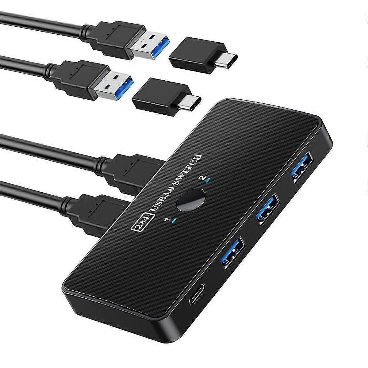 USB3.0 Switch Adapter USB 3.0 Switcher 2 Input 4 Output USB Switch KVM Switcher Printer Sharer compatible C