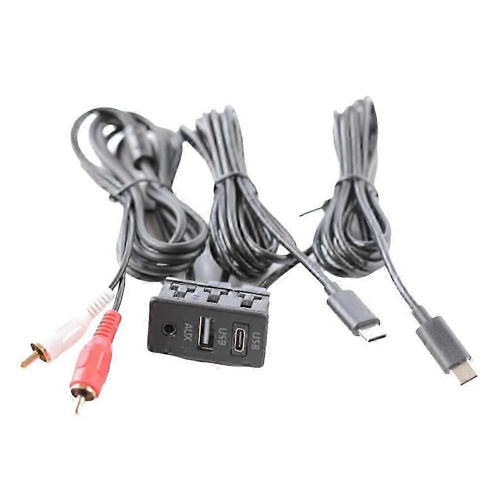Car Android Navigation Machine AUX Panel TYPE-C+RCA Input Double USB+AUX Interface Panel Extension Cable Adapter Panel