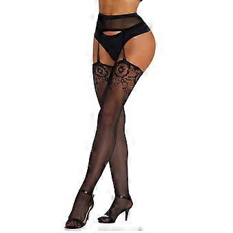 Women's Garter Belt Tights Patterned Fishnet Thigh High Stockings Tights High Waist Pantyhose Suspender Pantyhose Gifts  Black os