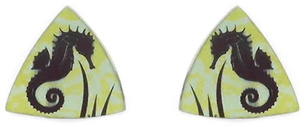 Ti2 Titanium Seahorse Stud Earrings - Yellow