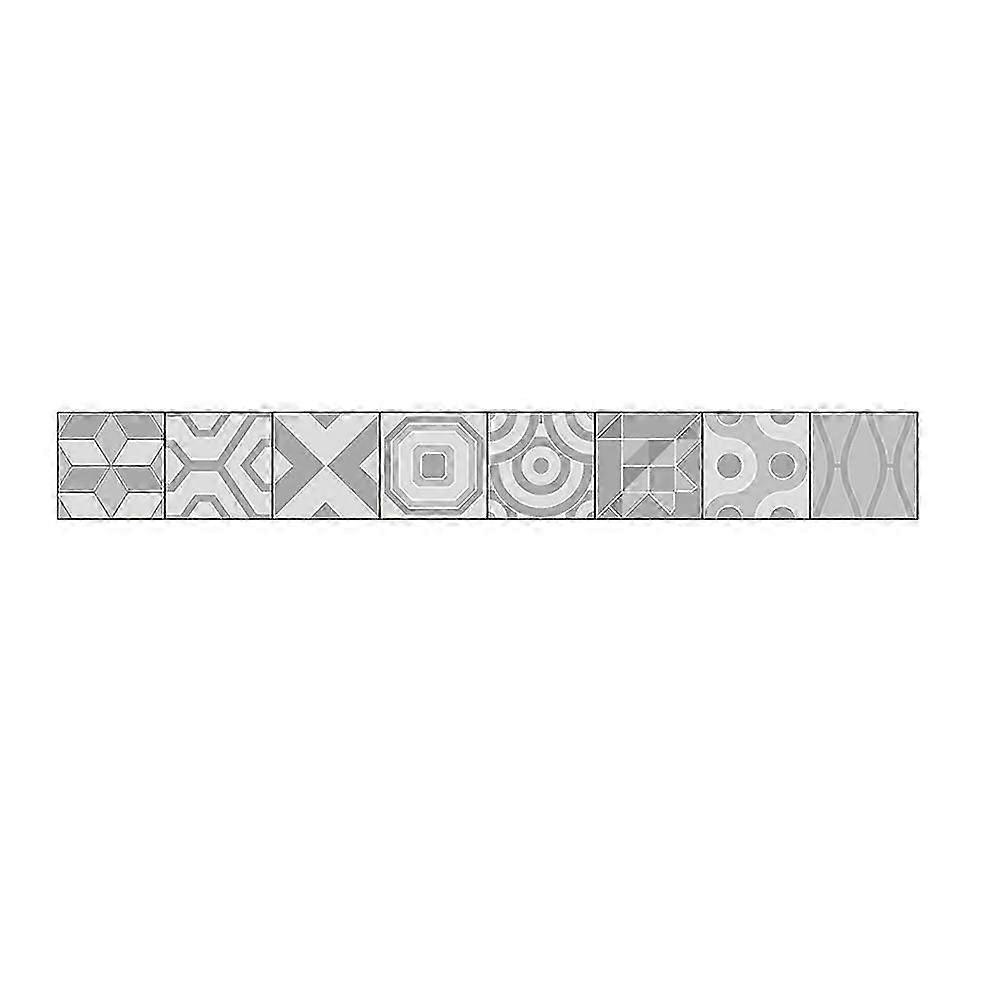Removable Grey Rectangular Tile Wall Sticker Border 500X20Cm 1Set PVC for Kitchen Living Room