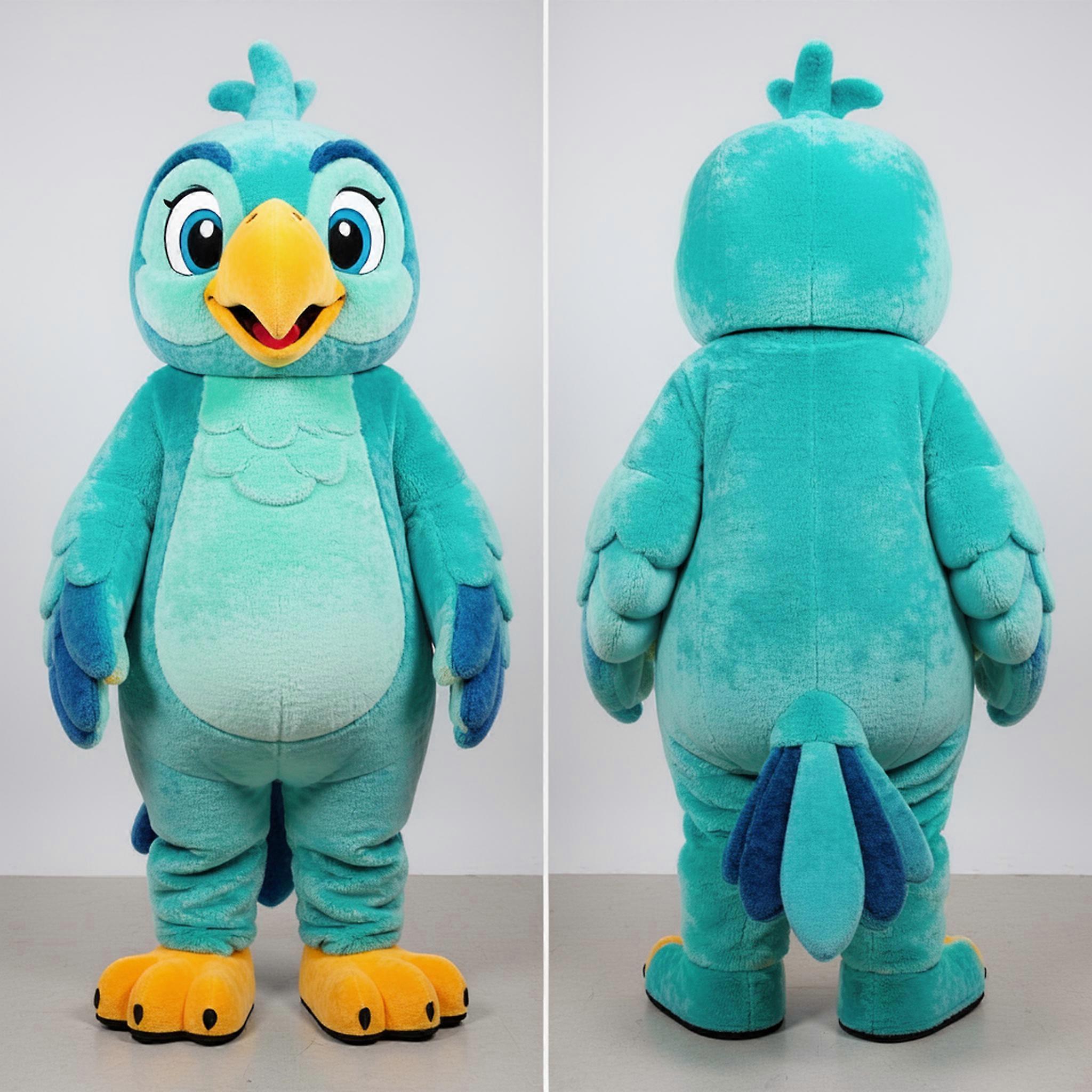 MASTICOT Turquoise Velvety Parrot Mascot