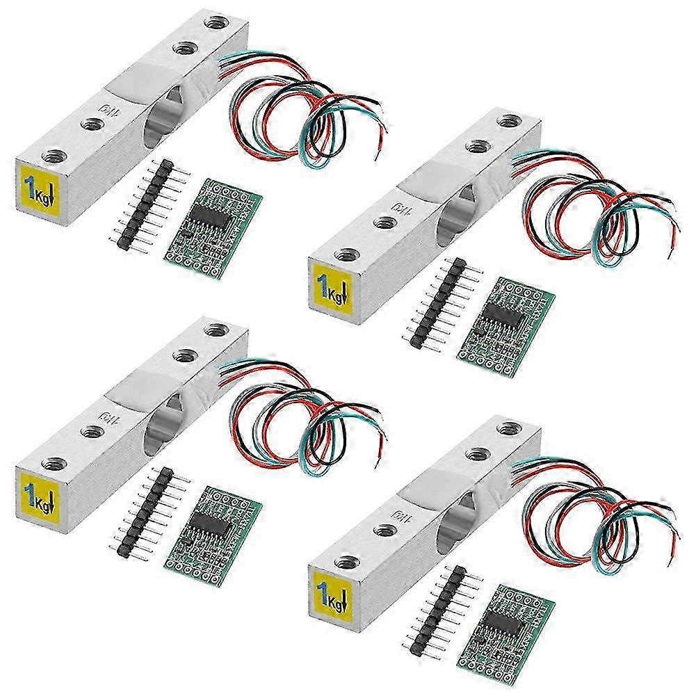 Digital Load Cell Weight Sensor-4 Sets 1KG Load Cell HX711 Amplifier